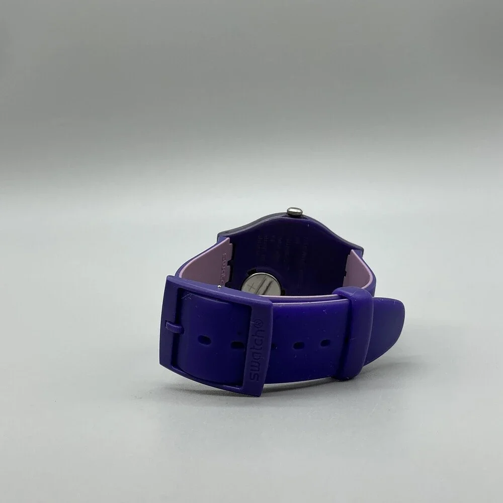 Swatch Backup Purple Mens Watch 41mm Purple Dial Day Date Swiss New Battery